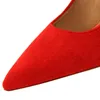 Dress Shoes Red Bowknot Fashion Design Women's High Heel Pumps Summer Flock Party Wedding Stiletto 10.5cm Thin Heels