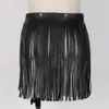 Womens Adult Adjustable Faux Leather Waistband Fringe Tassel Skirt Belt Nightclub Costume Cosplay Parties Skirts for Halloween 210621