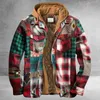男性レトロなビンテージスプリングの冬の長袖チェック柄のシャツのジャケットのチェックコートオーバーコートフード付きポケット210909