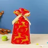 Sacs de bonbons de Noël Sac cadeau à cordon Flocon de neige Sacs de Père Noël Enfants Fourre-tout de Noël Organisateur Fournitures de décoration de fête BT6700