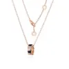 Europa Amerika Mode Dame Frauen Messing 18K vergoldet Halskette mit Perlmutt Onyx Malachit Karneol Fassungen Diamant Schlangenartiger Anhänger