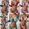 Femmes Halter Bikini MAINEMENT SEXY SPIST TWO PIÈCES Set Set Lake Blue Crystal Chain Summer Bathing Bathing Backwear 7 Couleurs