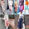 Jupe en satin de soie verte rose pour femmes Vintage style coréen longue taille haute jupe midi pour femmes a-ligne jupes élégantes été 210315