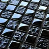 Wallpapers 11PCS Luxury Electroplated Black Crystal Glass Mosaic Wall Tiles, For Kitchen Bathroom Fireplace Brick Tiles