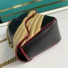 مصمم المرأة الفاخرة خياطة اللحف حقيبة الكتف الصغيرة marmont 443497 الأسود البيج الأحمر سلسلة crossbody أكياس أفضل نوعية الحجم: 26 * 15 * 7 سنتيمتر