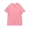 Yaz erkek T-Shirt Moda Tasarımcı Delik Kısa Kollu Katı Renk Erkekler Kadın T Shirt Yüksek Kalite Çift Tee Tops