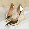 Women's High Heels Sandals Stiletto Metal Heel 10.5cm Point Toe Side Hollow Sexy Silver Party Club Shoes