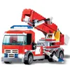 QWZ City Fire Station Bouwstenen Sets Brandmotor Fighter Truck Enlighten Bricks Playmobil Speelgoed Voor Kinderen Geschenken Q0624