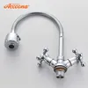 Accoona Chrome Kitchen Faucet Отделка Медь Кухонные краны Rotatable Кухонный Миксер Универсальный Двойной Держатель Одно отверстие Tap A4871 210719