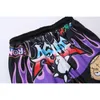 Aolamegs Shorts Men Cartoon Graffiti Print Bermuda Beach Knä-längd Hip Hop Elastic Waist High Street Sommar Sweatpants 210712