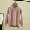 Jesień zimowy sweter kobiety dzianiny mody luźne dorywczo grube swetry jednolity kolor z długim rękawem plus size Ciepłe damskie pulower 210914