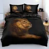 Ensembles de literie Coussures de couette Lion Conception personnalisée Coussin de couverture de couette blanche 203 * 230cm Twin Twin Twin Twin Twin King Taille Taille Taille Animale