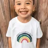 1-10Y Casual Stil Çocuk Yaz T Gömlek Pamuk Beyaz Bebek Kısa Kollu T-Shirt Toddler Gökkuşağı Tees Erkek Kız Şık Giyim 210619