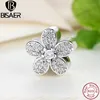 925 Sterling Zilver Dazzling Daisy Plant Charm Fit Bisaer Armband met Clear Cubic Zirconia DIY Accessoires Sieraden WEUS068 Q0531