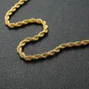 Colar de corrente de corrente de gota de ouro 6 mm corda para homens e mulheres hip hop jóias acessórios moda 22 polegadas