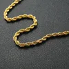 Kedjor Drop Gold Color 6mm Rope Chain Halsband för män Kvinnor Hip Hop smycken Tillbehör Fashion 22 tum