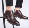 Newest Luxury Boots Pointed Toe Casual Leather designer Shoes Men's Fashion Lace Up Business Dress Oxfords Solid Wedding Office Males Flats Man