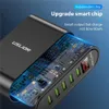 USLION 5 Port USB Charger For Xiaomi LED Display Multi USB Fast Charging Station 5V 4A Universal Phone Desktop Wall Home