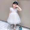 Koreli Kızlar Kelebek Elbise Çocuklar Için Güzel Nokta Örgü Gazlı Bez Prenses Parti Kıyafeti Yaz Giyim Çocuk 210529
