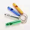 Keychains 1PC Sport Camping Hunting Mini Whistle Keychain Aluminum Keyring para sobrevivência de emergência ao ar livre miri22