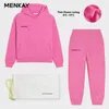 Menkay bawełniane bluzy bluzy z kapturem bluzy track spodnie joggers kobiety dresy dwa kawałek zestawy spodenki sweatsuits jesień zima 211109