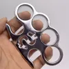 Metal Finger Tiger Brass Knuckle Duster Four FingerG Martial Arts Fighting Iron Fist Ring Hands Clasp Hand Support Bodybuilding Self -Defense Pocket EDC Tools -PF11