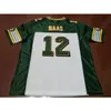 001 Edmonton Eskimos #12 Jason Maas White Green real Full embroidery College Jersey Size S-4XL or custom any name or number jersey