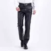 Thoshine Brand Summer Men Leather Pants Working Elastic Lightweight Smart Casual PU Leather Trousers Thin Motor Pants Plus Size 211112