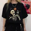 Kuakuayu HJN Femmes Dead Inside T-shirt Hipster Grunge Style Black Tee Gothic Vêtements 210306