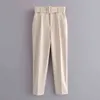 Sale Women candy color pants purple orange beige chic business Trousers female fake zipper pantalones mujer P616 211115