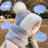 Lovely Plush Ball Hat Female Ear Protection Warm Scarf Gloves In Autumn and Winter One Scarf