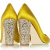 Мода круглые ноги золотые блестящие коренастые каблуки древнеевые ботинки блестящие шикарные каблуки женские насосы 12см бегая обувь вечеринка плюс размер банкета размера