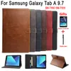 Funda de cuero Premium para Samsung Galaxy Tab A 9,7 SM-T550 SM-T555 Smart Auto Sleep Wake A prueba de golpes Flip Tablet Cover Shell