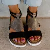 Sagace Sandalen Womens Wedge Hak Open Teen Vis Mond Buitenlandse Handel Romeinse stijl Sandalen Schoenen Flock Zipper Plus Size Schoenen Dames 210709