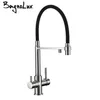 Bagnolux Nickel Brossé Évier En Laiton Noir Tuyau Mont Pull Down Double Pulvérisateur Buse Mélangeur Robinets D'eau Robinet De Cuisine 211108