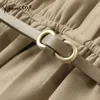 Yitimuceng Patchwork Vintage Botão Vestidos Mulheres Cintura Alta Carrinho Manga Longa Moda Roupas Escritório Senhora Primavera 210601