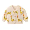 0-4yrs Infants Clothes Boys Cardigan Autumn Cartoon Full Print Giraffe Outerwears Baby Girls Knit Coats Y1024