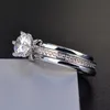 Pansysen 7 mm rond blanc 4a zircon ring set genunie 925 silver bijoux classique promesse anneaux de mariage de fiançailles nuptiales pour femmes 26919356