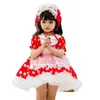 Children Boutique Spanish Dresses for Baby Girls Turkey Vintage Style Strawberry Dot Dress Infant Birthday Ball Gown 210615