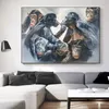 Cirque singe batteur musique avec toile abstraite mur art impression peinture affiche photo pour salon décoration de la maison