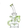 2022 Green Hookah Glass Bong Water Pipes Recycler Tobacco Smoking Bubbler Pipes Bongs Bottles Dab Rig Joint With 14mm Bowl 7.8 Inch Local Warehouse