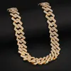 Chains Fashion Iced Out Hip Hop Diamond Gold And Silver Rhinestone 19mm Cuban Chain Men's Rap Glitter Long Necklace Exquisite Gift