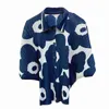 Zomer Turn Down Collar Print Gesp Small Shirts Losse Plus Size Geplooide Blouse Dames 210615