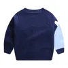Roupas infantis para menino outono inverno cardigan novo suéter 2-8 anos V-pescoço em v top animais dos desenhos animados impresso casaco de malha Y1024
