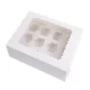 Owinięcie prezentów 50-Square/Lot Square Cake Karton Druk dla środowiska przyjazny dla środowiska pudełko na żywność Wewnętrzna taca przenośna składanie klapki CA