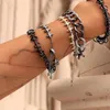 Link Chain 925 Sterling Silver Fashion Black Spike Verstelbare armband Elegante geometrische kristal Gem Stone Geel sieraden