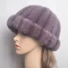 Lady Vintage Beanie Mössor Kvinnor Vinter Varm Hyresvärd Hatt Hip Hop Brimless Real Mink Fur Cap