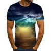 2021 novo t-shirt dos homens da moda bonito céu estrelado tops verão em torno do pescoço camisa na moda streetwear 3d impresso estilo de manga curta x0621