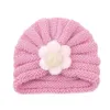 Baby Hat Kids Winter Hedging hat Beanies Children Warm Woolen yarn Knitted Cap For Girls Boys Solid Color Flower Decor Toddler Headwear Wrap KBH176