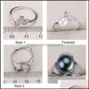 Biżuteria Ustawienia DIY Pierścienie Pearl Cyrkon Solid 925 Sier Pierścień Dla Kobiet Montaż Pusta Prezent Drop Dostawa 2021 EBDV
